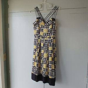 Milly Geometric Spaghetti Strap Silk Midi Dress 6